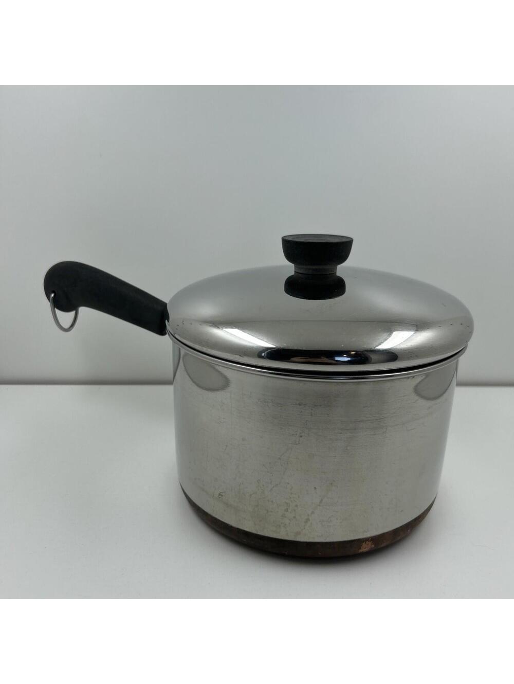 Vtg 1801 Revere Ware Copper Bottom 3 Qt-78 Saucepan with Lid Rome NY U.S.A.